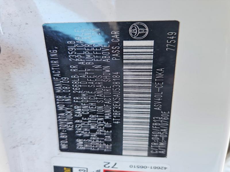 Продажа на аукционе авто 2010 Toyota Camry, vin: 4T1BF3EK5AU538184, номер лота: 70055626