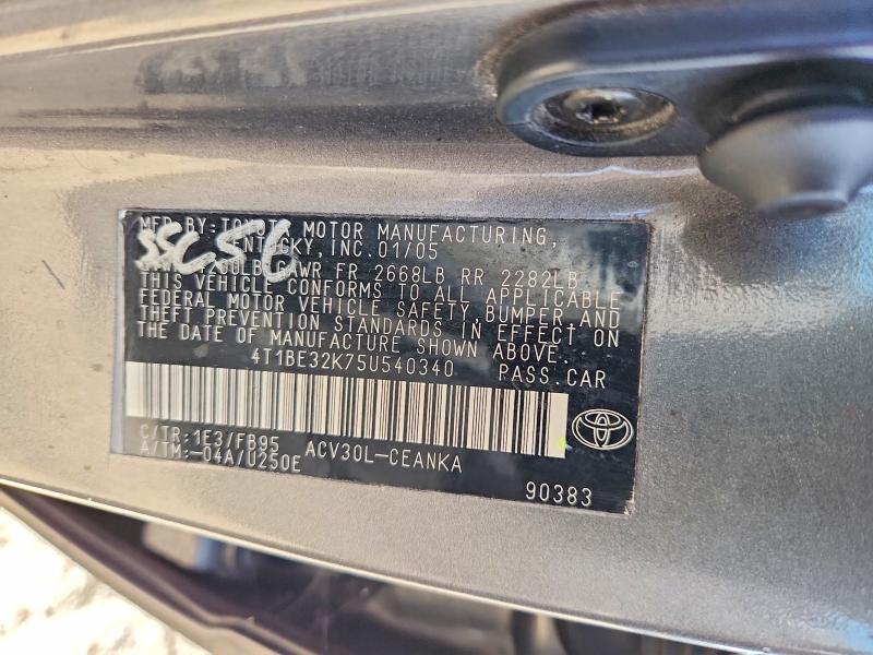Aukcja sprzedaży 2005 Toyota Camry, vin: 4T1BE32K75U540340, numer aukcji: 70558666
