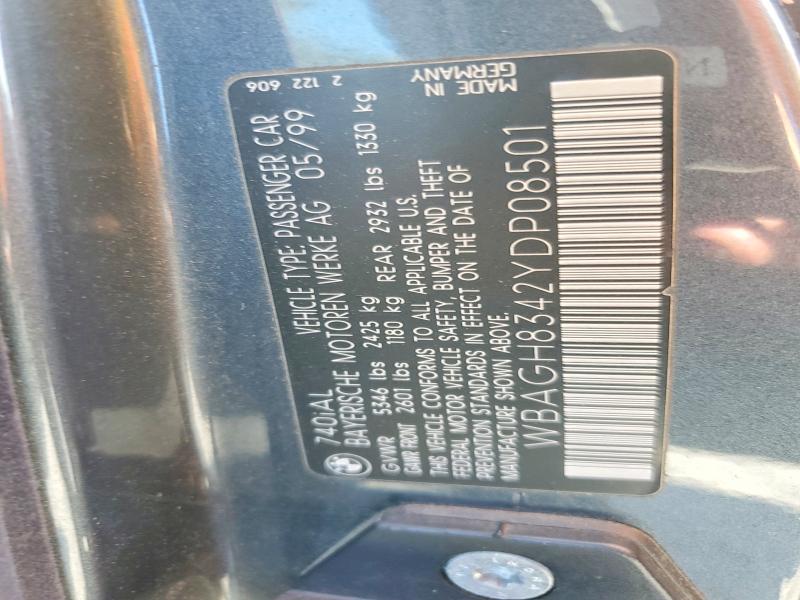 68761476 :رقم المزاد ، WBAGH8342YDP08501 vin ، 2000 Bmw 740 مزاد بيع