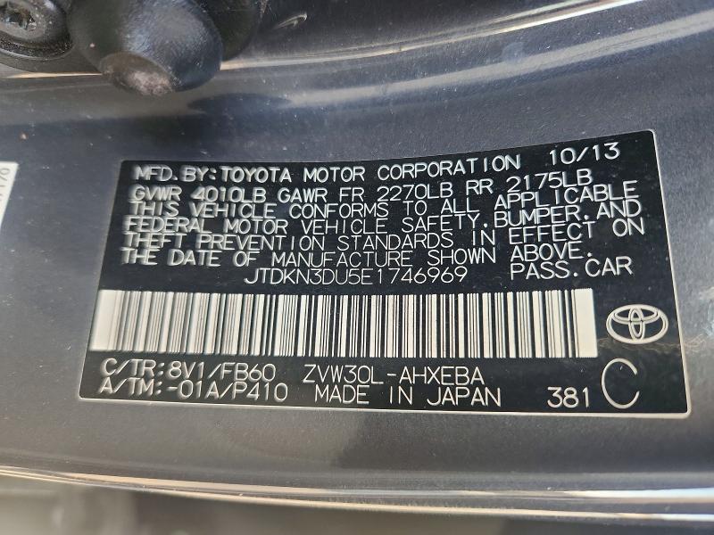 Продаж на аукціоні авто 2014 Toyota Prius, vin: JTDKN3DU5E1746969, номер лоту: 69977426