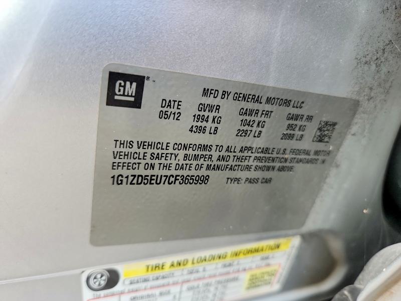 2012 Chevrolet Malibu მანქანა იყიდება აუქციონზე, vin: 1G1ZD5EU7CF365998, აუქციონის ნომერი: 68429276