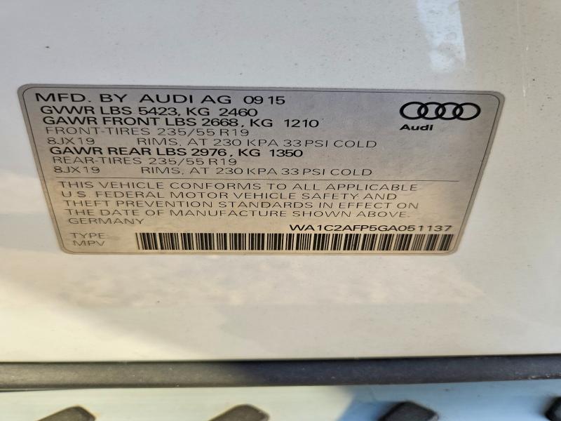 Auction sale of the 2016 Audi Q5, vin: WA1C2AFP5GA051137, lot number: 68021946