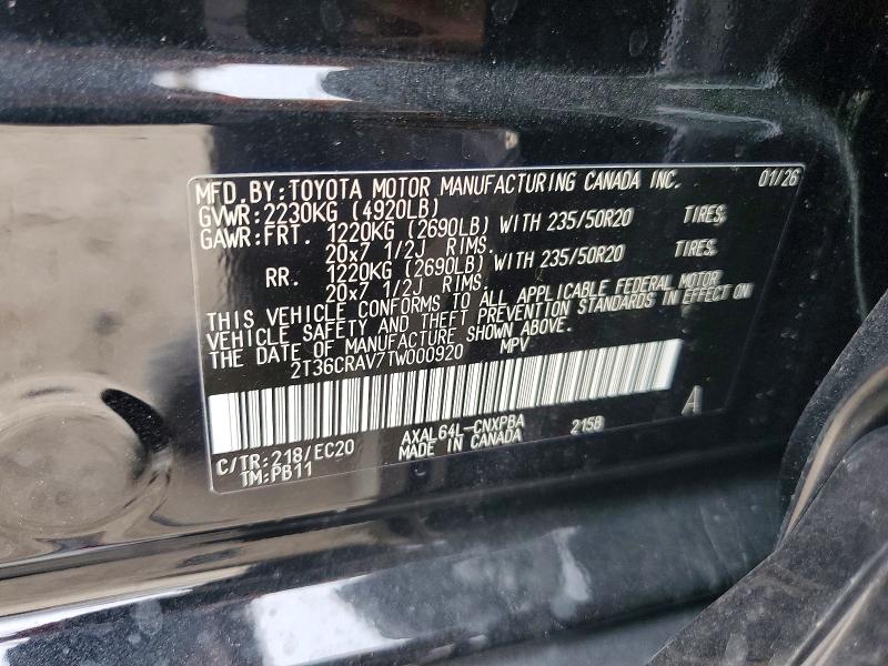 65711476 :رقم المزاد ، 2T36CRAV7TW000920 vin ، 2026 Toyota Rav4 Le مزاد بيع