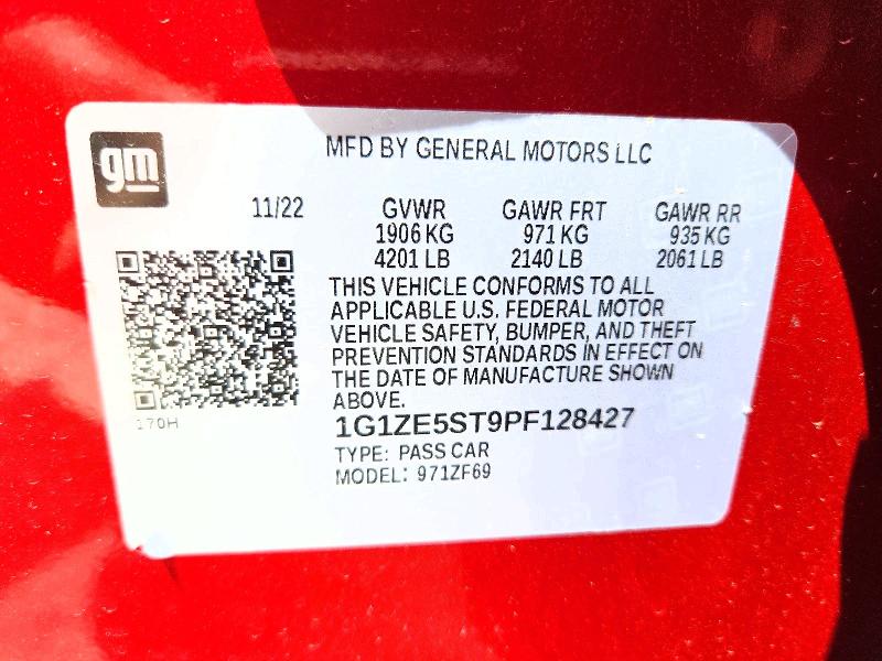 Auction sale of the 2023 Chevrolet Malibu, vin: 1G1ZE5ST9PF128427, lot number: 67499026