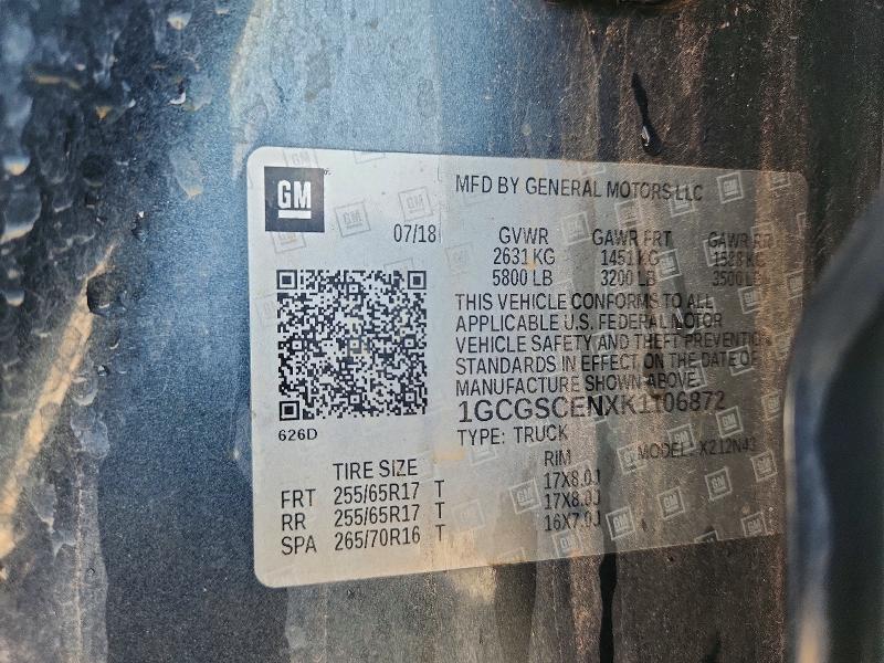 Продаж на аукціоні авто 2019 Chevrolet Colorado, vin: 1GCGSCENXK1106872, номер лоту: 71856056