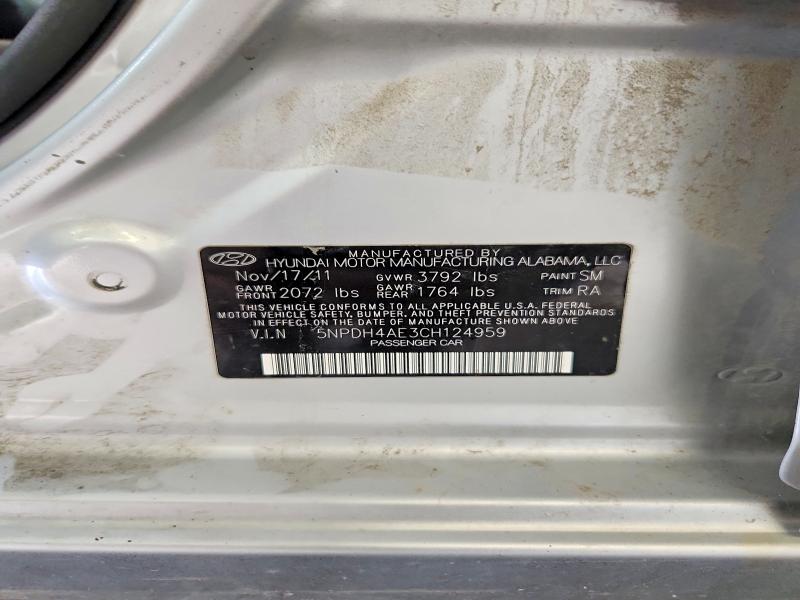 Aukcja sprzedaży 2012 Hyundai Elantra, vin: 5NPDH4AE3CH124959, numer aukcji: 68852316