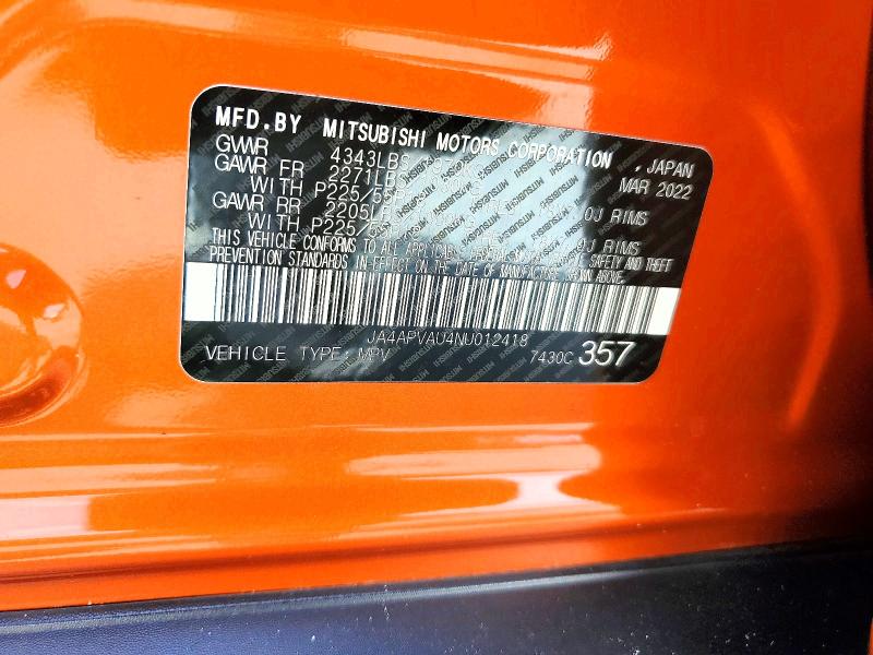 Aukcja sprzedaży 2022 Mitsubishi Outlander Sport, vin: JA4APVAU4NU012418, numer aukcji: 67077396