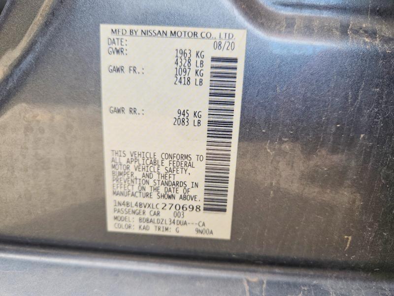 Aukcja sprzedaży 2020 Nissan Altima, vin: 1N4BL4BVXLC270698, numer aukcji: 69053736