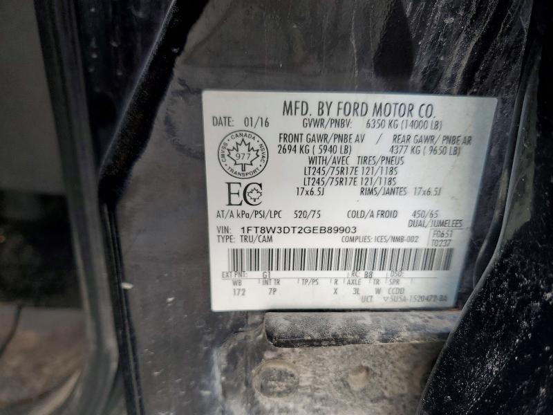 2016 Ford F350 მანქანა იყიდება აუქციონზე, vin: 1FT8W3DT2GEB89903, აუქციონის ნომერი: 69481986