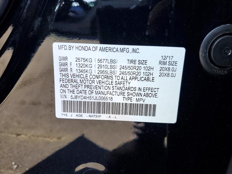 70708676 :رقم المزاد ، 5J8YD4H51JL006518 vin ، 2018 Acura Mdx مزاد بيع