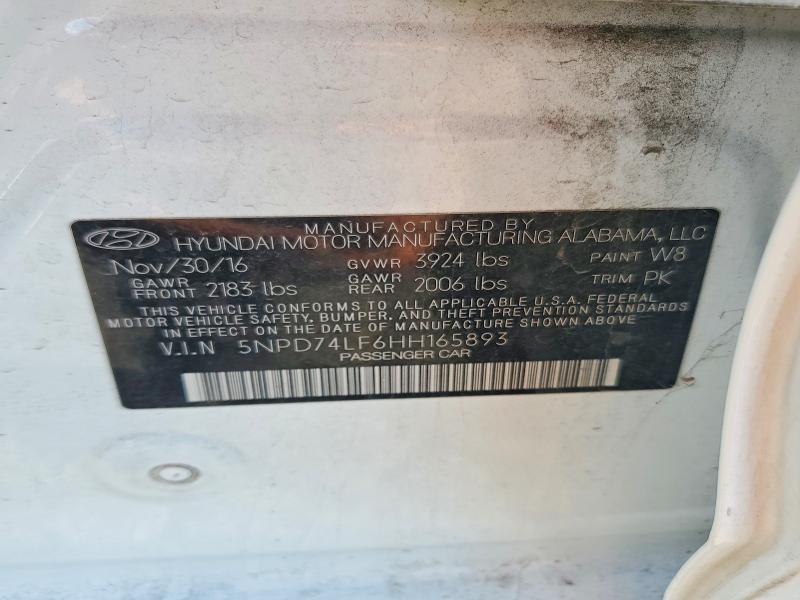 Продажа на аукционе авто 2017 Hyundai Elantra, vin: 5NPD74LF6HH165893, номер лота: 70315646