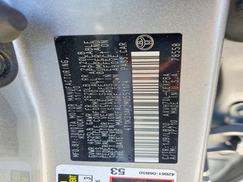 Продаж на аукціоні авто 2021 Toyota Camry, vin: 4T1K31AK2MU551174, номер лоту: 69990466