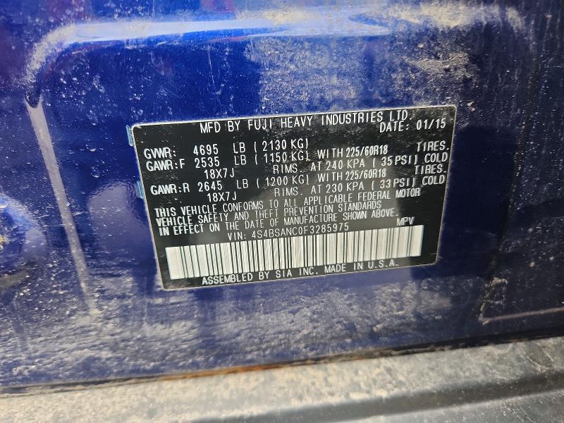 Aukcja sprzedaży 2015 Subaru Outback, vin: 4S4BSANC0F3285975, numer aukcji: 66736446