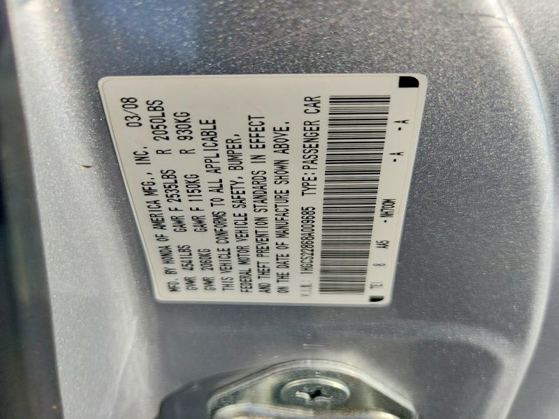 Продажа на аукционе авто 2008 Honda Accord, vin: 1HGCS22868A009685, номер лота: 69059886
