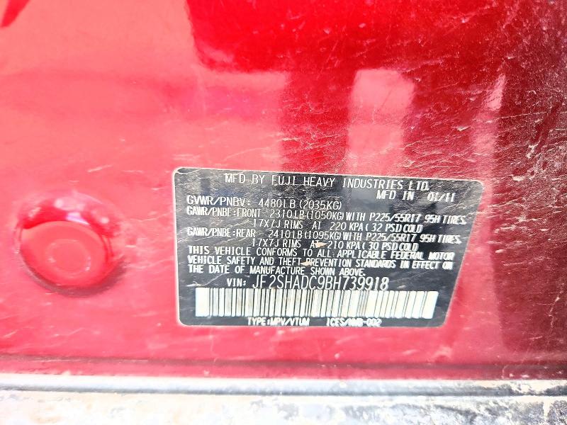 67893566 :رقم المزاد ، JF2SHADC9BH739918 vin ، 2011 Subaru Forester مزاد بيع