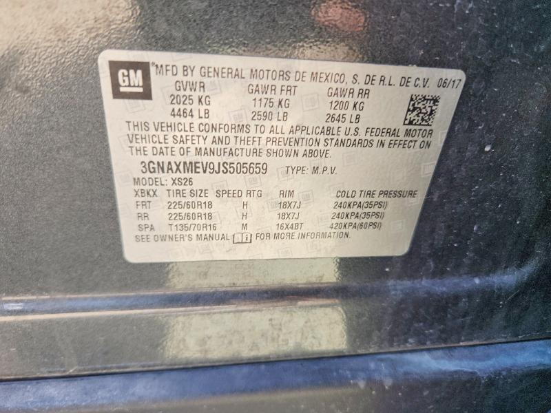 Aukcja sprzedaży 2018 Chevrolet Equinox, vin: 3GNAXMEV9JS505659, numer aukcji: 69913956