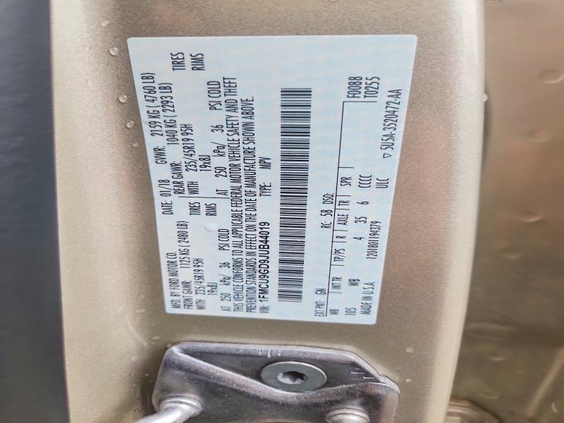 68511066 :رقم المزاد ، 1FMCU9GD9JUB44019 vin ، 2018 Ford Escape مزاد بيع