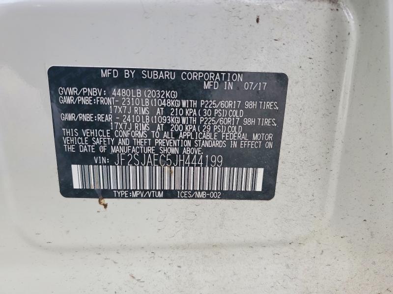 2018 Subaru Forester მანქანა იყიდება აუქციონზე, vin: JF2SJAEC5JH444199, აუქციონის ნომერი: 67275166