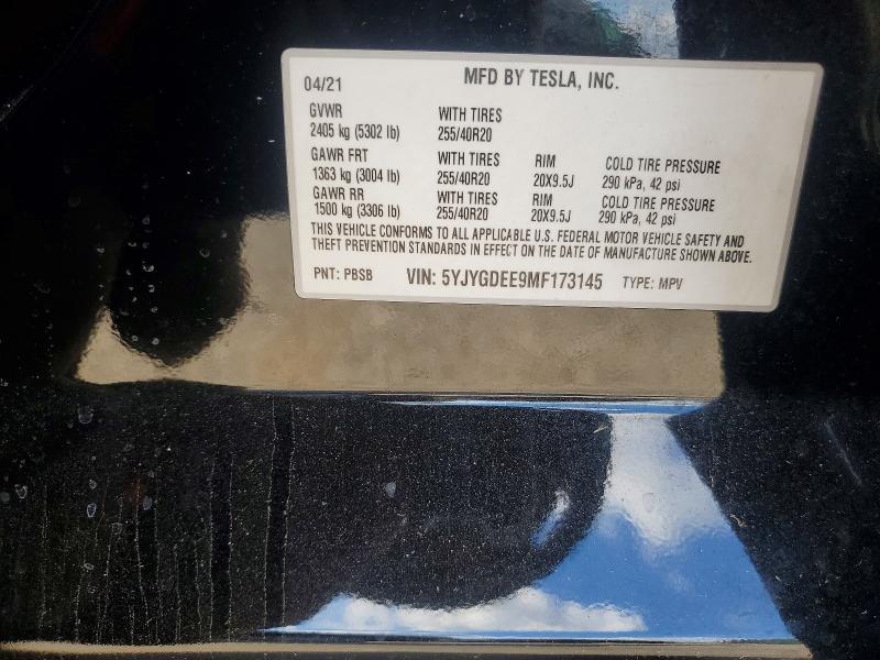 70257586 :رقم المزاد ، 5YJYGDEE9MF173145 vin ، 2021 Tesla Model Y مزاد بيع