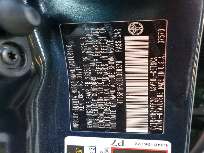 Продажа на аукционе авто 2014 Toyota Camry, vin: 4T1BF1FK0EU368678, номер лота: 68311996