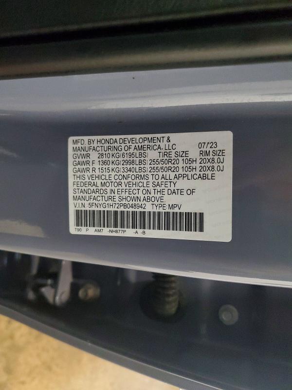 Продажа на аукционе авто 2023 Honda Pilot, vin: 5FNYG1H72PB048942, номер лота: 70531056