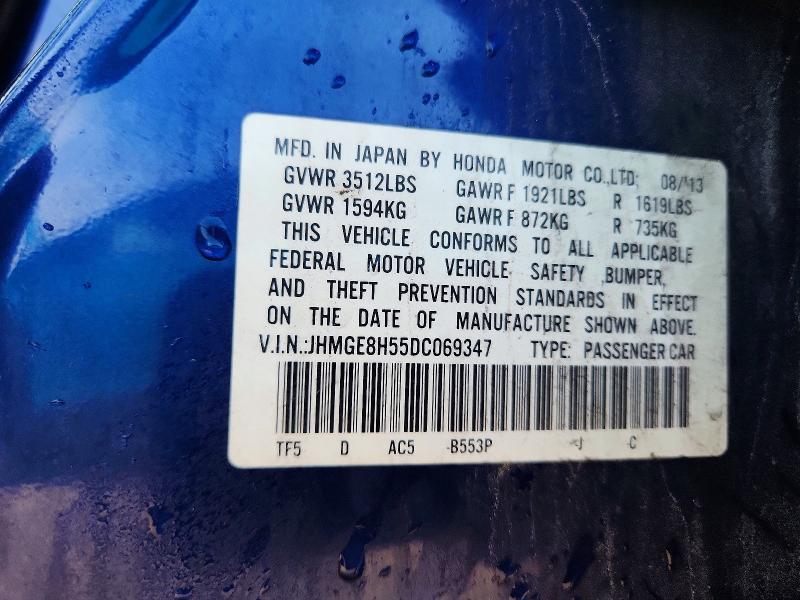 2013 Honda Fit მანქანა იყიდება აუქციონზე, vin: JHMGE8H55DC069347, აუქციონის ნომერი: 64459326