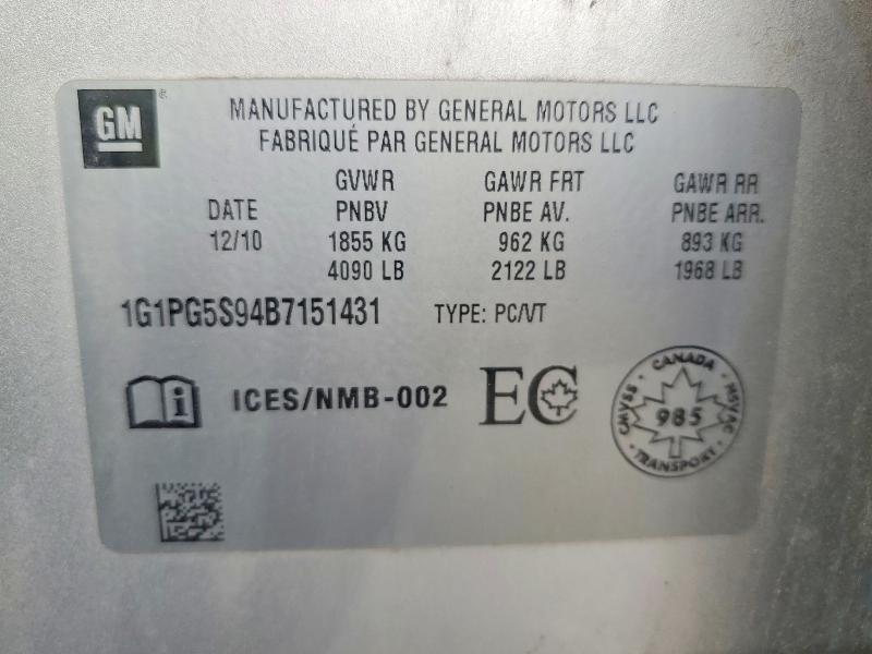 Aukcja sprzedaży 2011 Chevrolet Cruze, vin: 1G1PG5S94B7151431, numer aukcji: 67805816