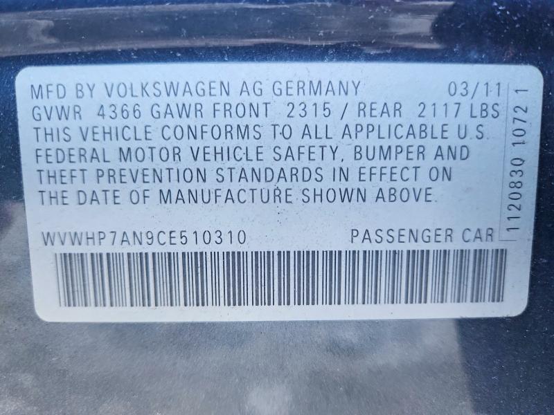 Продажа на аукционе авто 2012 Volkswagen Cc, vin: WVWHP7AN9CE510310, номер лота: 68050576