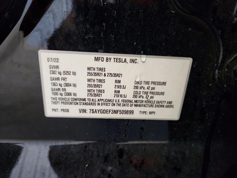 Продаж на аукціоні авто 2022 Tesla Model Y, vin: 7SAYGDEF3NF509899, номер лоту: 70747286
