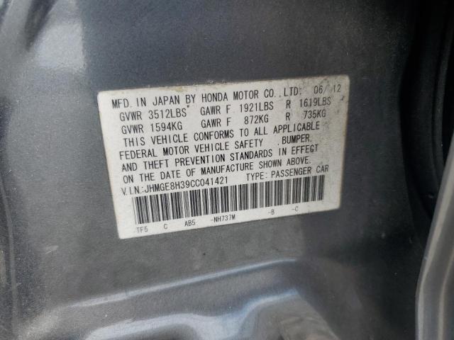 Продаж на аукціоні авто 2012 Honda Fit, vin: JHMGE8H39CC041421, номер лоту: 67686716