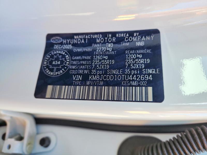 2026 Hyundai Tucson მანქანა იყიდება აუქციონზე, vin: KM8JCDD10TU442694, აუქციონის ნომერი: 64554466
