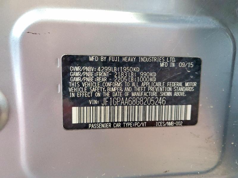 Aukcja sprzedaży 2016 Subaru Impreza, vin: JF1GPAA68G8205246, numer aukcji: 67352946