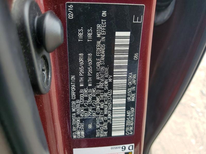 Aukcja sprzedaży 2016 Lexus Gx, vin: JTJBM7FX6G5137433, numer aukcji: 65049756