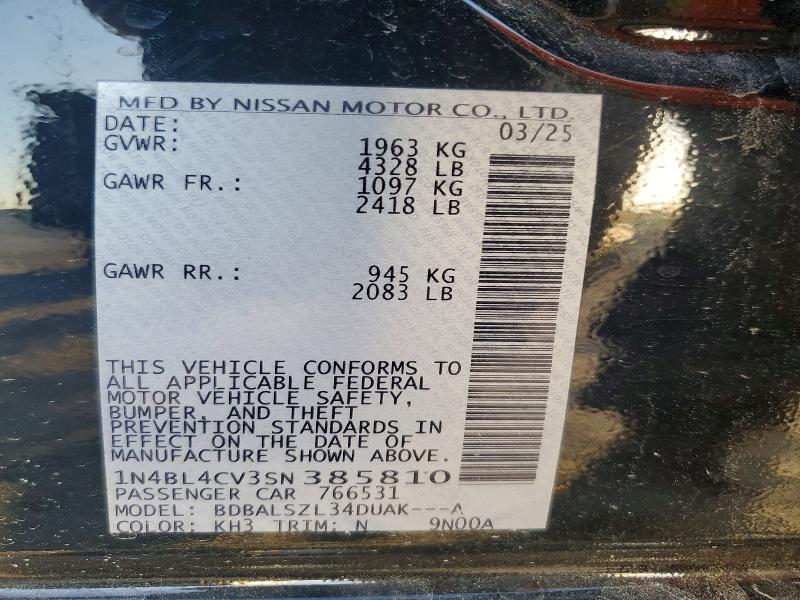 Aukcja sprzedaży 2025 Nissan Altima, vin: 1N4BL4CV3SN385810, numer aukcji: 67264016