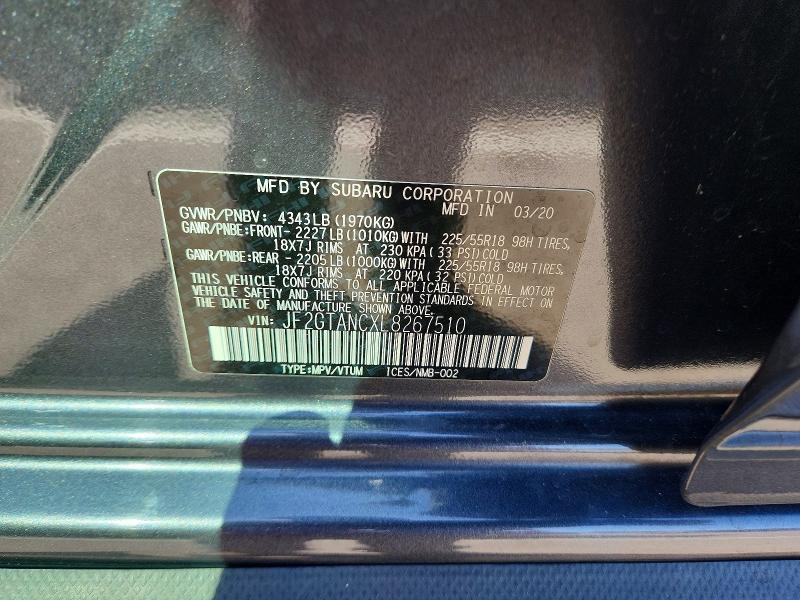 2020 Subaru Crosstrek მანქანა იყიდება აუქციონზე, vin: JF2GTANCXL8267510, აუქციონის ნომერი: 67195326