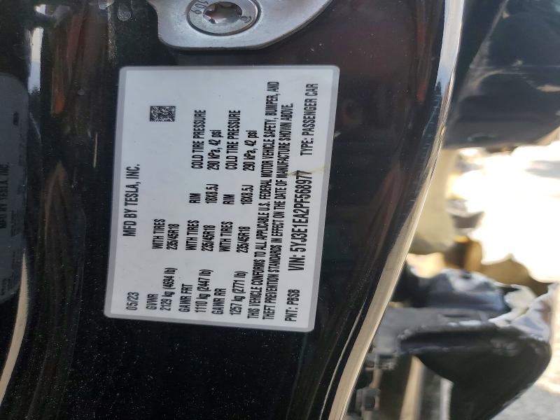 2023 Tesla Model 3 მანქანა იყიდება აუქციონზე, vin: 5YJ3E1EA2PF568977, აუქციონის ნომერი: 69759456