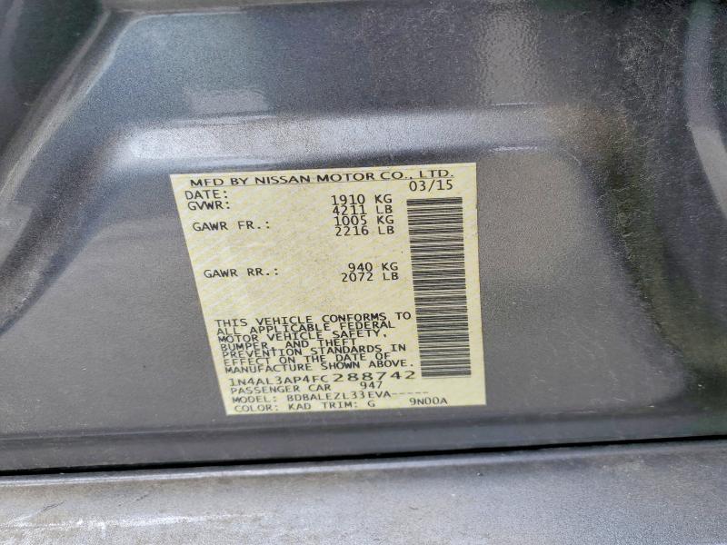 69398596 :رقم المزاد ، 1N4AL3AP4FC288742 vin ، 2015 Nissan Altima مزاد بيع