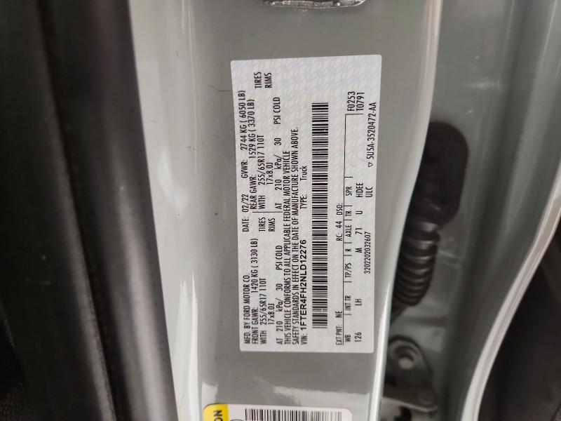 68499386 :رقم المزاد ، 1FTER4FH2NLD12276 vin ، 2022 Ford Ranger مزاد بيع