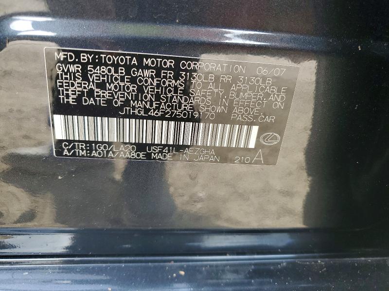Aukcja sprzedaży 2007 Lexus Ls, vin: JTHGL46F275019170, numer aukcji: 67000686