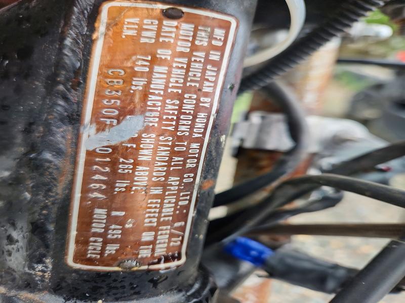 1971 Honda 350 Four Motorcycle მანქანა იყიდება აუქციონზე, vin: CB35OF1012464, აუქციონის ნომერი: 66706676