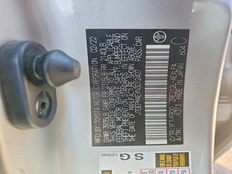 69193786 :رقم المزاد ، JTDEPMAEXN3012407 vin ، 2022 Toyota Corolla مزاد بيع