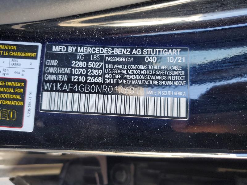 Продаж на аукціоні авто 2022 Mercedes-benz C, vin: W1KAF4GB0NR013681, номер лоту: 66850406