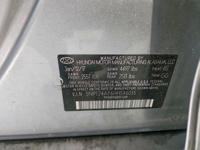 Aukcja sprzedaży 2017 Hyundai Sonata, vin: 5NPE24AF6HH546035, numer aukcji: 69223706