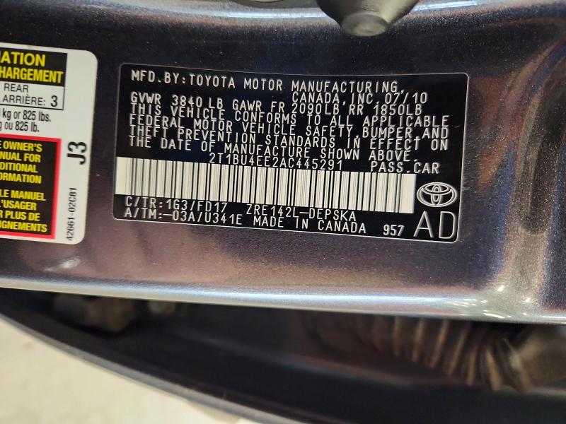 Продажа на аукционе авто 2010 Toyota Corolla, vin: 2T1BU4EE2AC445291, номер лота: 70662566
