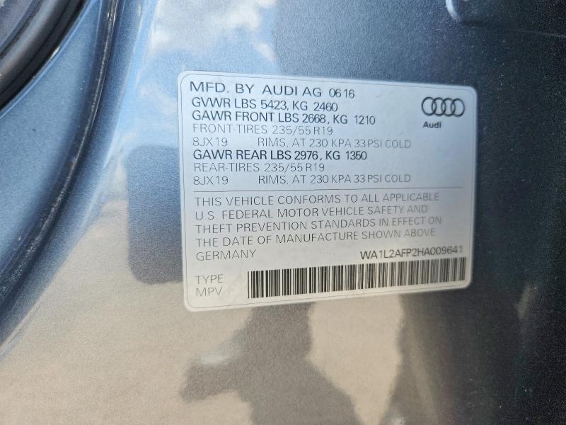 Aukcja sprzedaży 2017 Audi Q5, vin: WA1L2AFP2HA009641, numer aukcji: 66173466