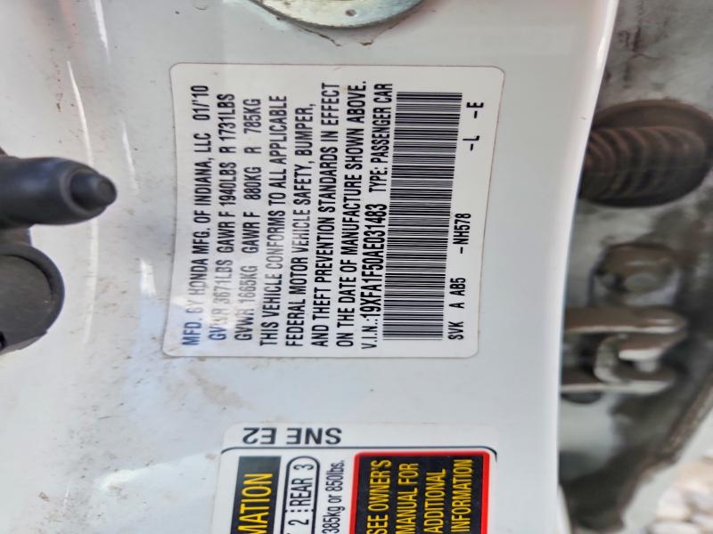 Продажа на аукционе авто 2010 Honda Civic, vin: 19XFA1F50AE031483, номер лота: 69166906
