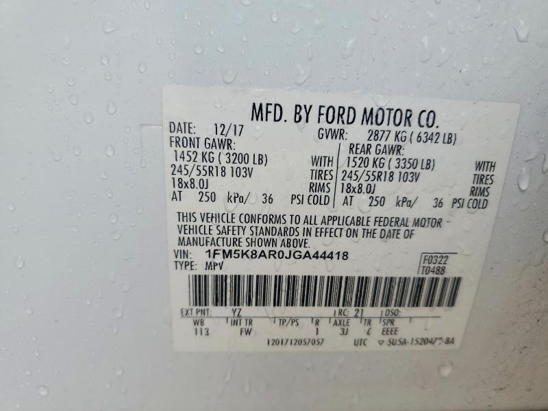 Aukcja sprzedaży 2018 Ford Explorer, vin: 1FM5K8AR0JGA44418, numer aukcji: 70632016