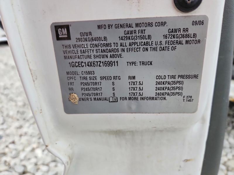 2007 Chevrolet Silverado მანქანა იყიდება აუქციონზე, vin: 1GCEC14X67Z169911, აუქციონის ნომერი: 69703976