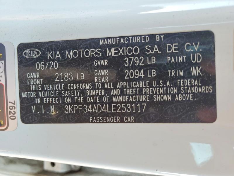 Продаж на аукціоні авто 2020 Kia Forte, vin: 3KPF34AD4LE253117, номер лоту: 67466516