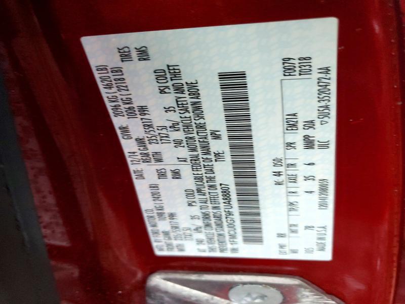 69361826 :رقم المزاد ، 1FMCU0G79FUA88807 vin ، 2015 Ford Escape مزاد بيع